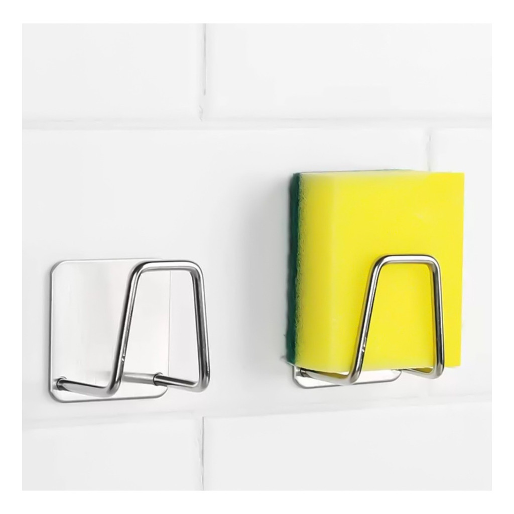 Suporte Porta Esponja Bucha Inox P/ Pia Cozinha Com Adesivo Cor Prateado