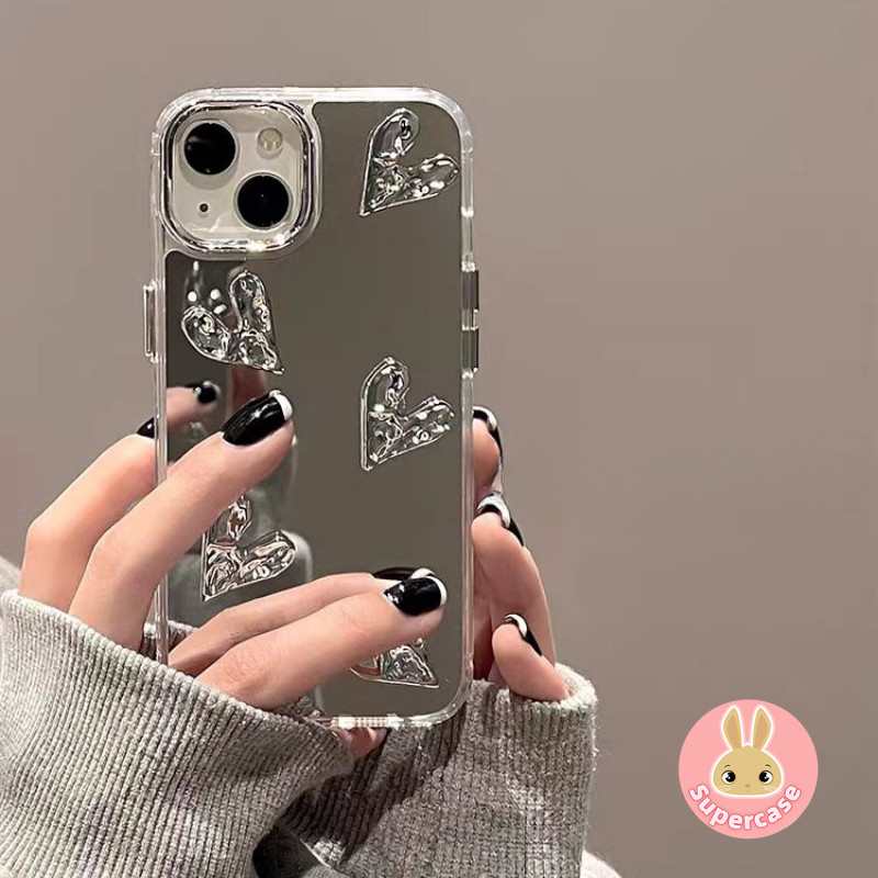 ins Estilo Prata Amor Espelho Caso De Telefone Para Motorola Moto Edge 60 40 50 Pro Neo Fushion G22 E32 G75 G15 Power E2