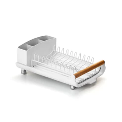 Escorredor Organizador Louça Extensível Aço Eco Design Branco Cozinha Bancada Pratos Talheres Arthi