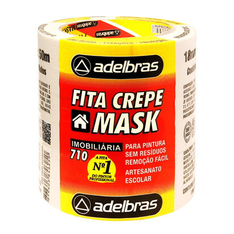 Fita Crepe 18mm x 50m Mask Adelbras - 6 unidades em Oferta na Shopee