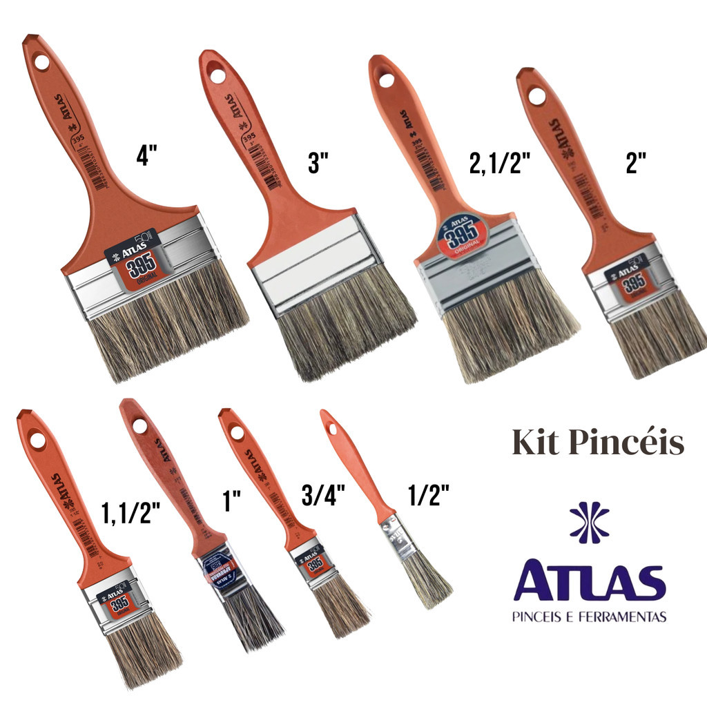Trincha Pincel 395 Atlas para Pintura Cerdas Gris Vários Tamanhos em Oferta na Shopee