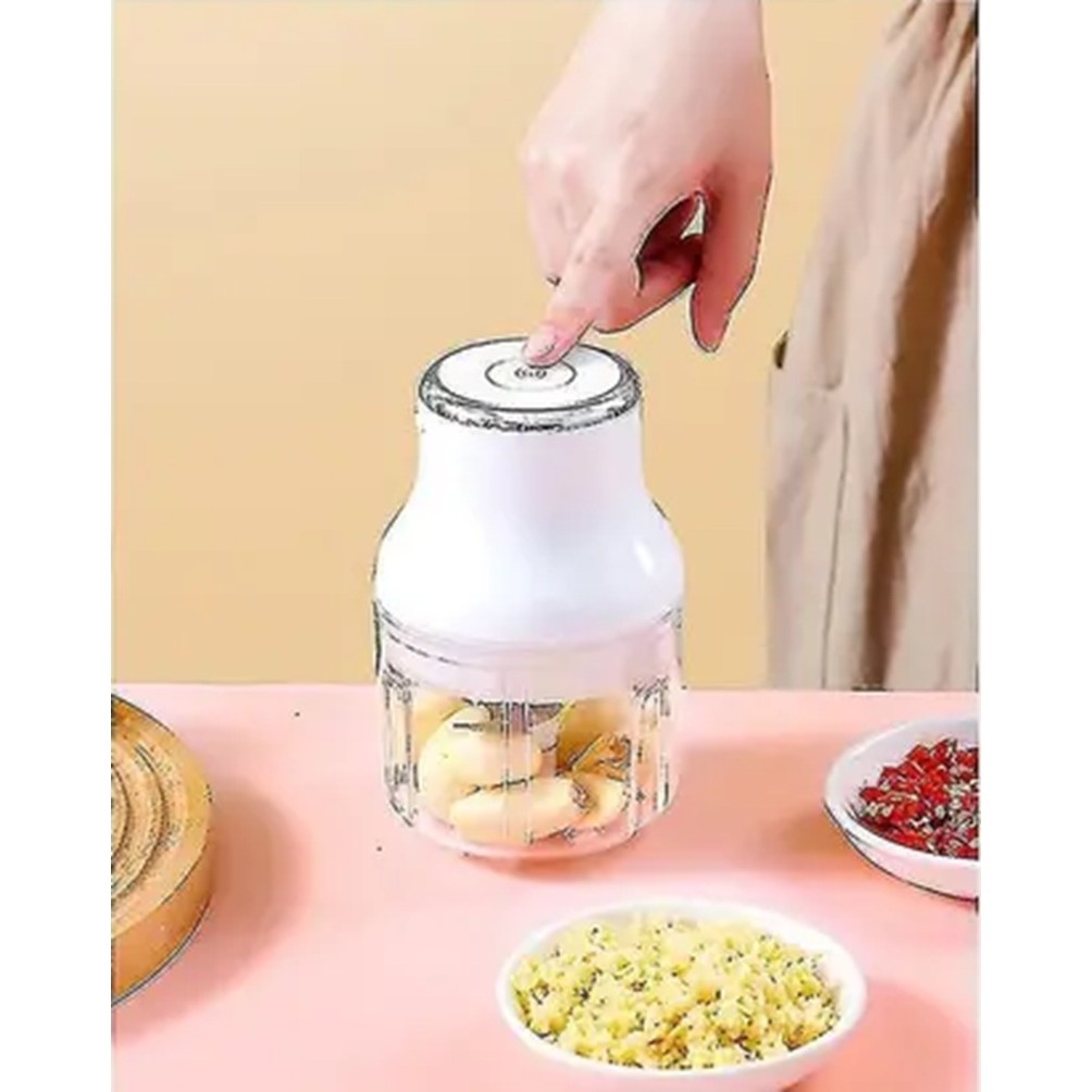 Processador e Triturador Alimentos Portátil COM 3 lâminas de aço inox usb 250 ml bivolt Cabo