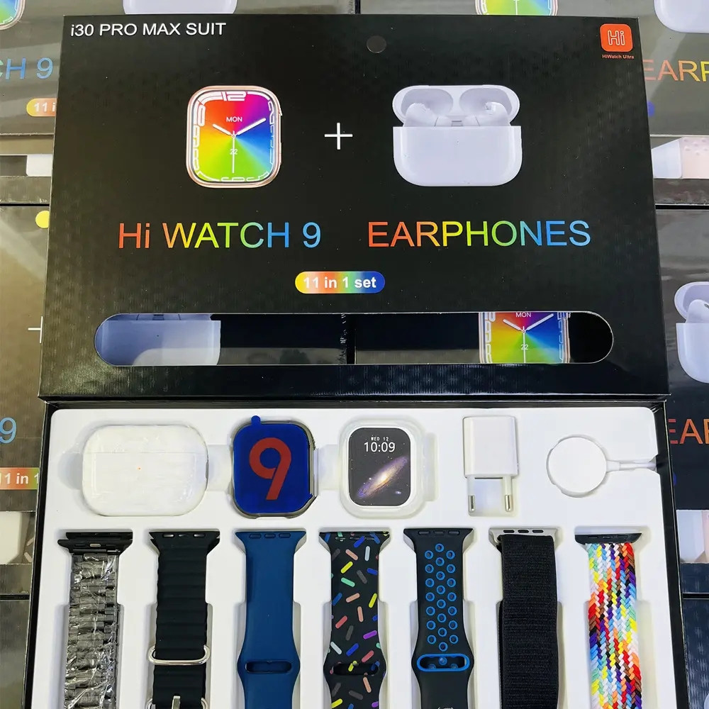 [Envio Rápido] 2025 Nova Chegada i30 Pro Max SUIT Smartwatch Com Caixa De Fones De Ouvido 11 Em 1 Conjunto Carregador Se