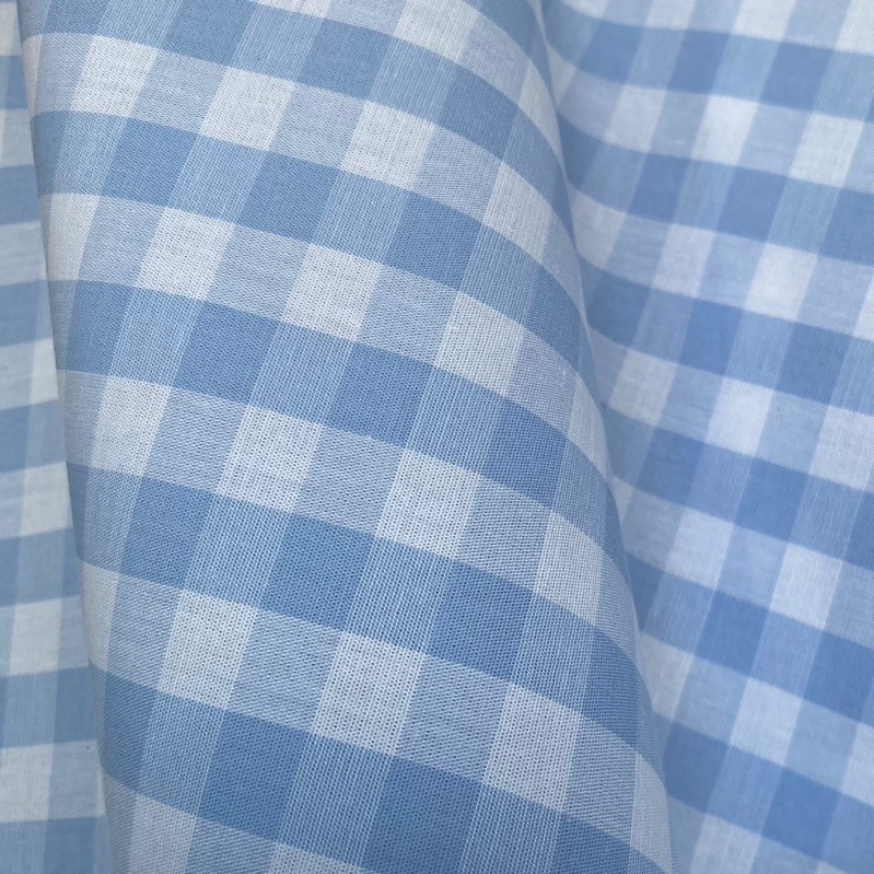 Tecido Tricoline Xadrez Médio 20xm Fio Tinto Vichy AZUL CLARO 100% Algodão 1,50 de largura