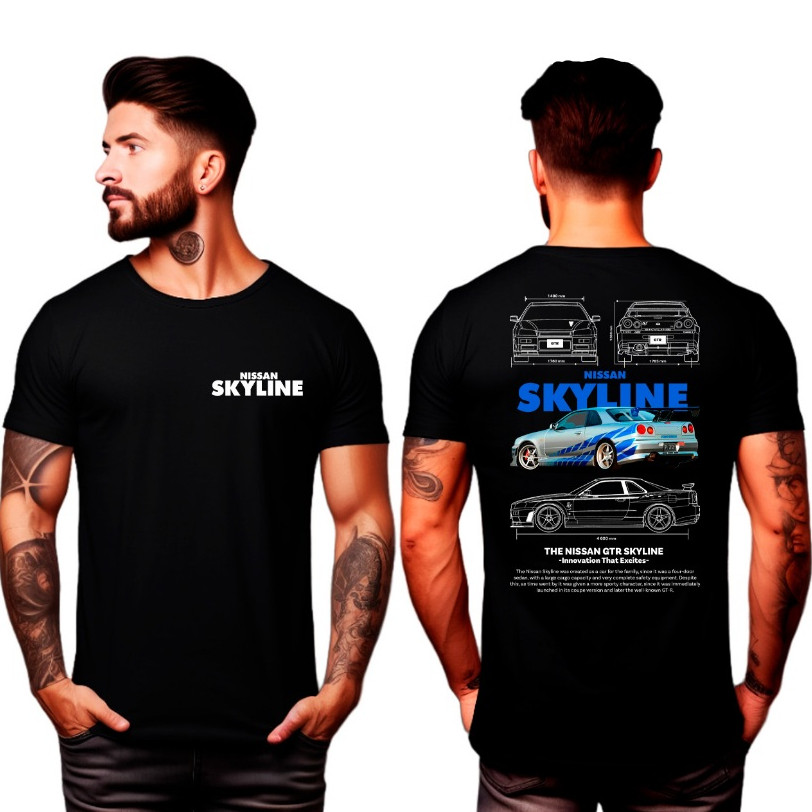 Camiseta T-shirt Camisa Luxo Skyline Gtr R34 Estilosa Moda Promoção