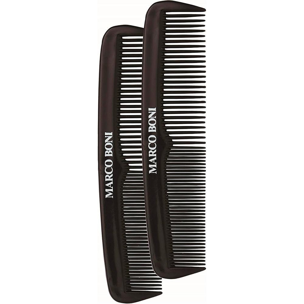 Kit com 2 Pentes de Bolso Fino e Médio Masculino Marco Boni 0891 Barba e Cabelo Preto