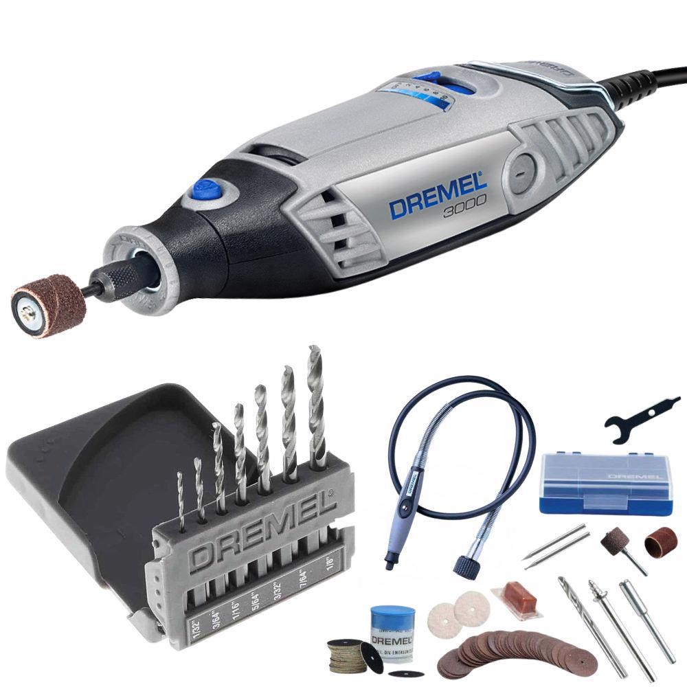 Dremel 3000 Micro Retífica Eixo Flexível 82 Acessórios Kit Brocas 0.8/ 3.2 MM 7 Peças DREMEL em Oferta na Shopee