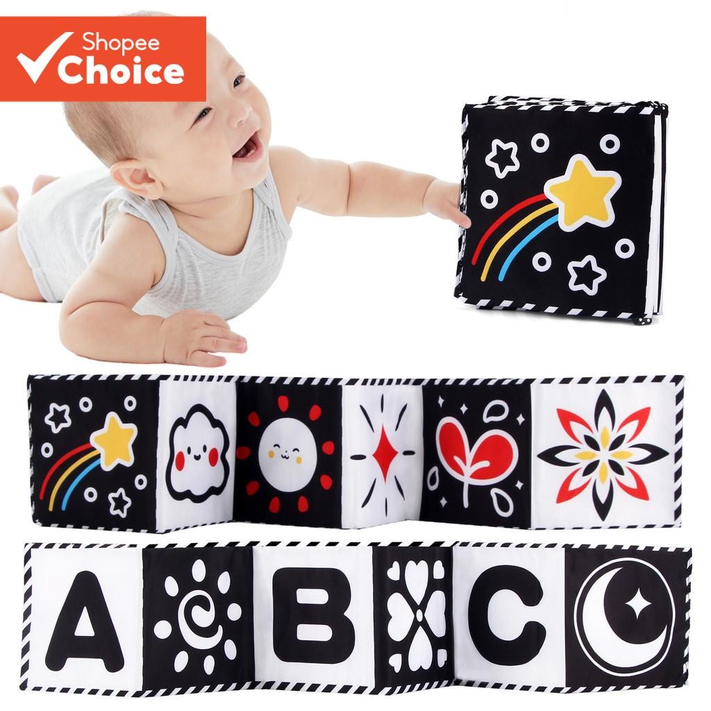 Livro De Pano Macio Para Bebês Alto Contraste Preto E Branco Sensorial Brinquedos De Peque...