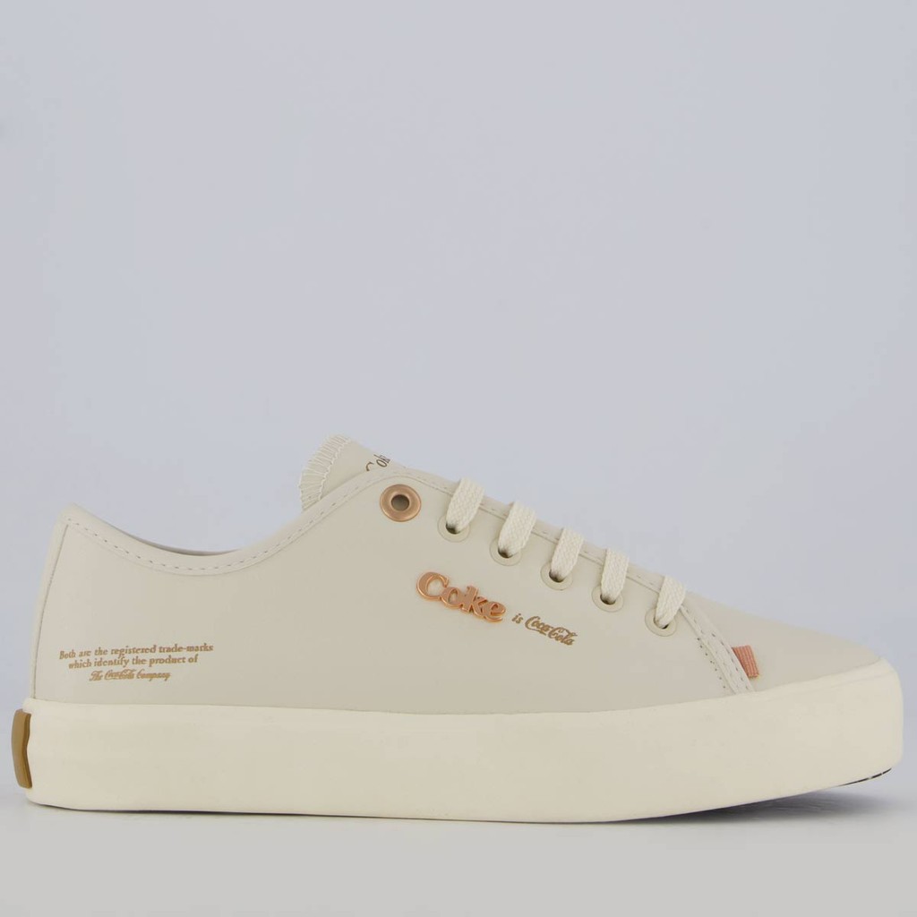 Tênis Coca Cola Key West Town Feminino Off White em Oferta na Shopee