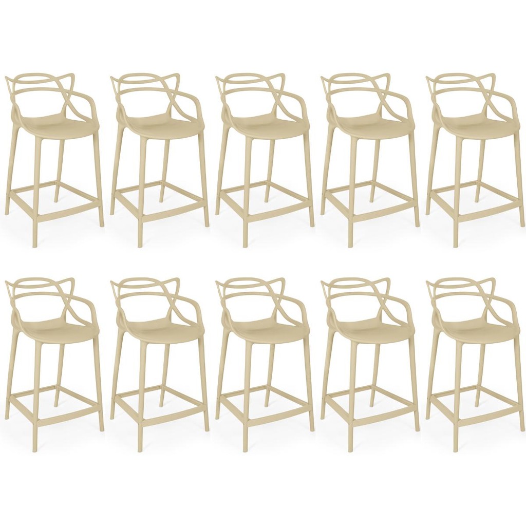 Kit 10 Banquetas Média Allegra 66cm Design Cozinha/Bancada em Oferta na Shopee