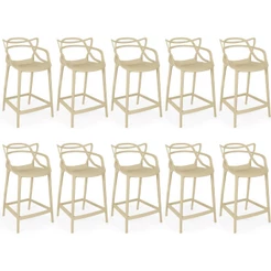 Kit 10 Banquetas Média Allegra 66cm Design Cozinha/Bancada