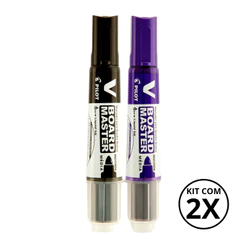Kit com 2 Marcadores Para Quadro Branco V Board Master - PILOT KITS:PRETO+VIOLETA
