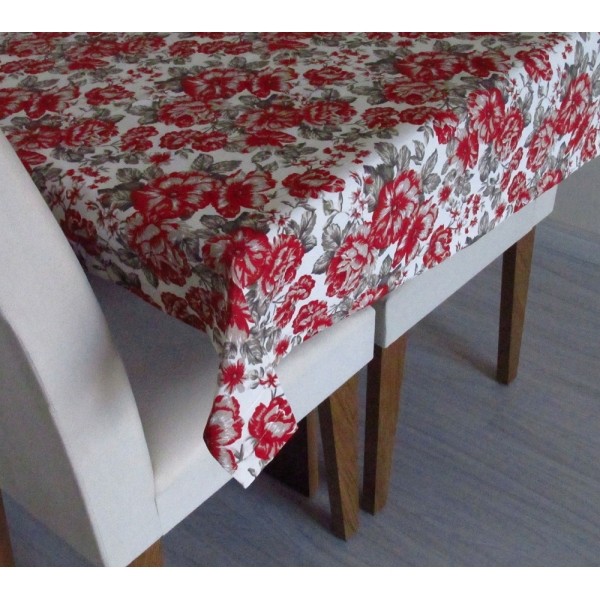 Toalha de Mesa Quadrada Flor Vermelha 4 lugares IHome