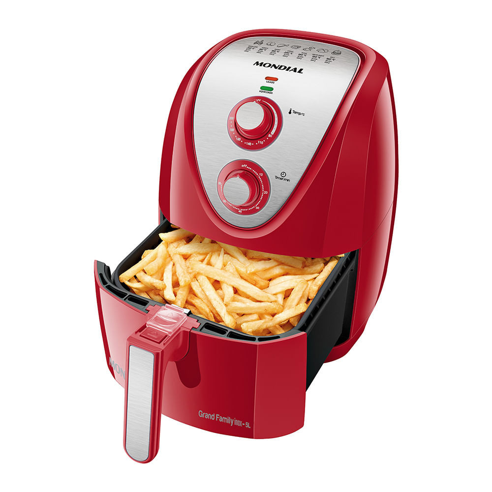 Fritadeira Sem Óleo Air Fryer 5L Mondial Vermelho e Inox 1900W AFN-50-RI - Home Appliances
