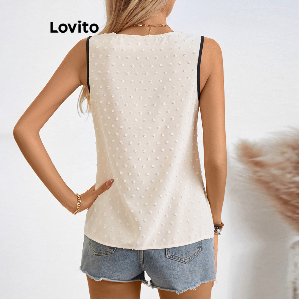(Trendy) Lovito Blusa Elegante Plainplain Colorblock Button Blusa Assimétrica Para Mulheres LBL17383 - Women Clothes