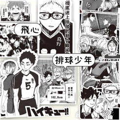 68 Unidades Haikyuu ! Pacote De Adesivos-Decalques Hinata , Kageyama E Sugawara Preto Branco Para Fãs De Vôlei
