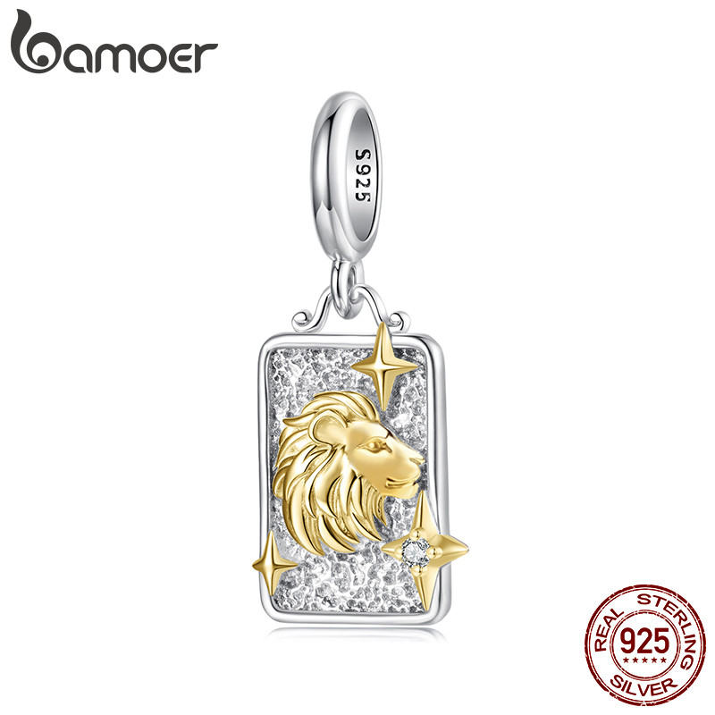 Bamoer 925 Prata Esterlina Charme Leo Pingente DIY Para Pulseira Presentes Mulhe