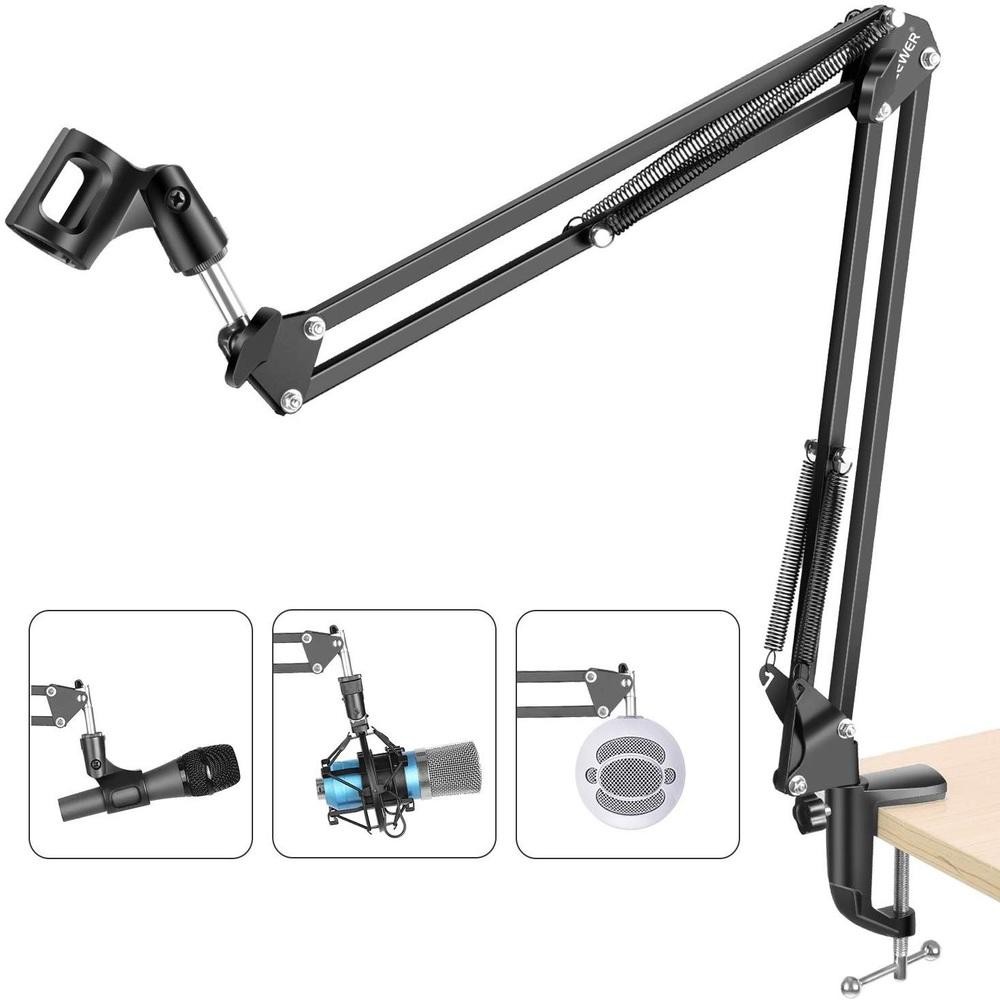 SUPORTE BRACO ARTICULADO PORTA MICROFONE PODCAST GRAVACAO ESTUDIO PROFISSIONAL DOBRAVEL