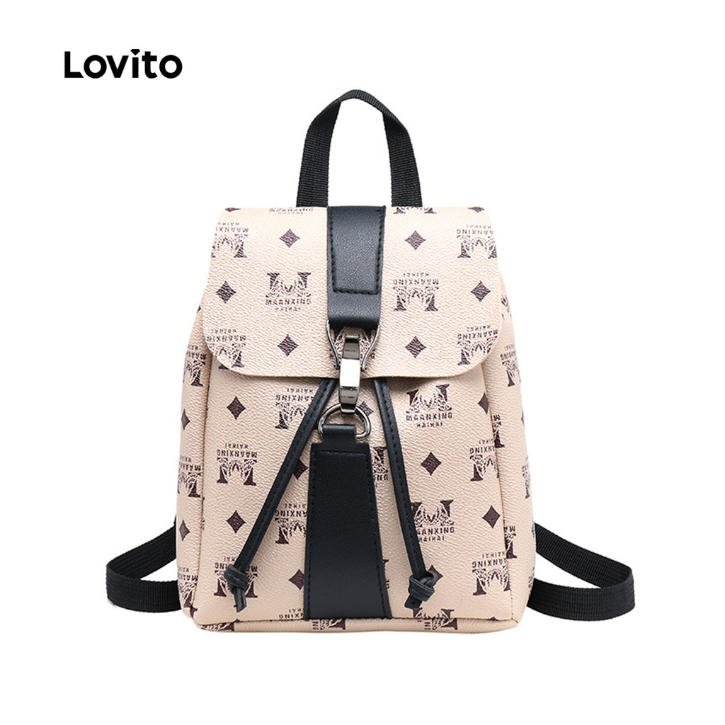 Lovito Mochila Casual De Alta Qualidade Com Cordão E Fivela De Bloqueio Para Mulheres LFA84023 - Women Bags