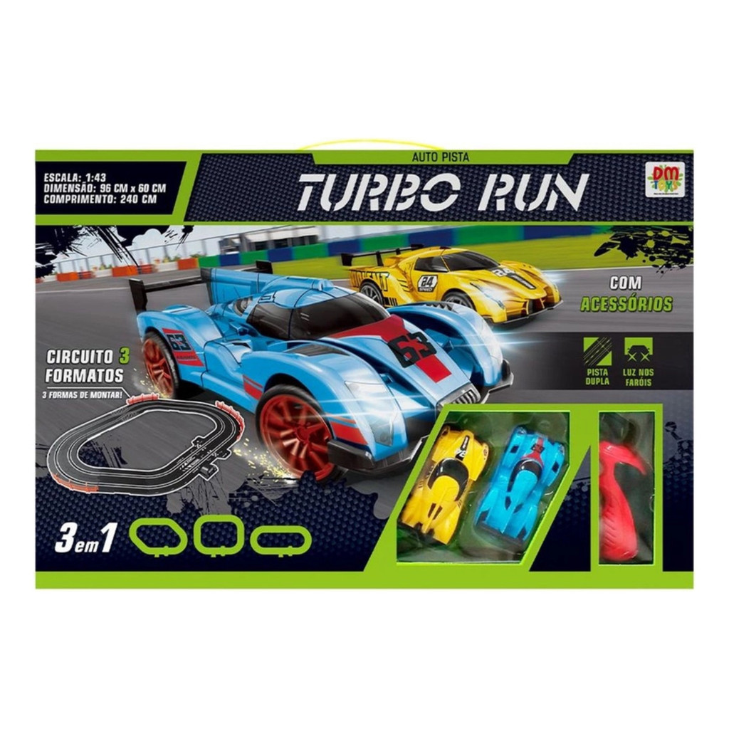 Autorama 3 Em 1 Auto Pista Elétrica 2 Carrinhos Turbo Dmtoys