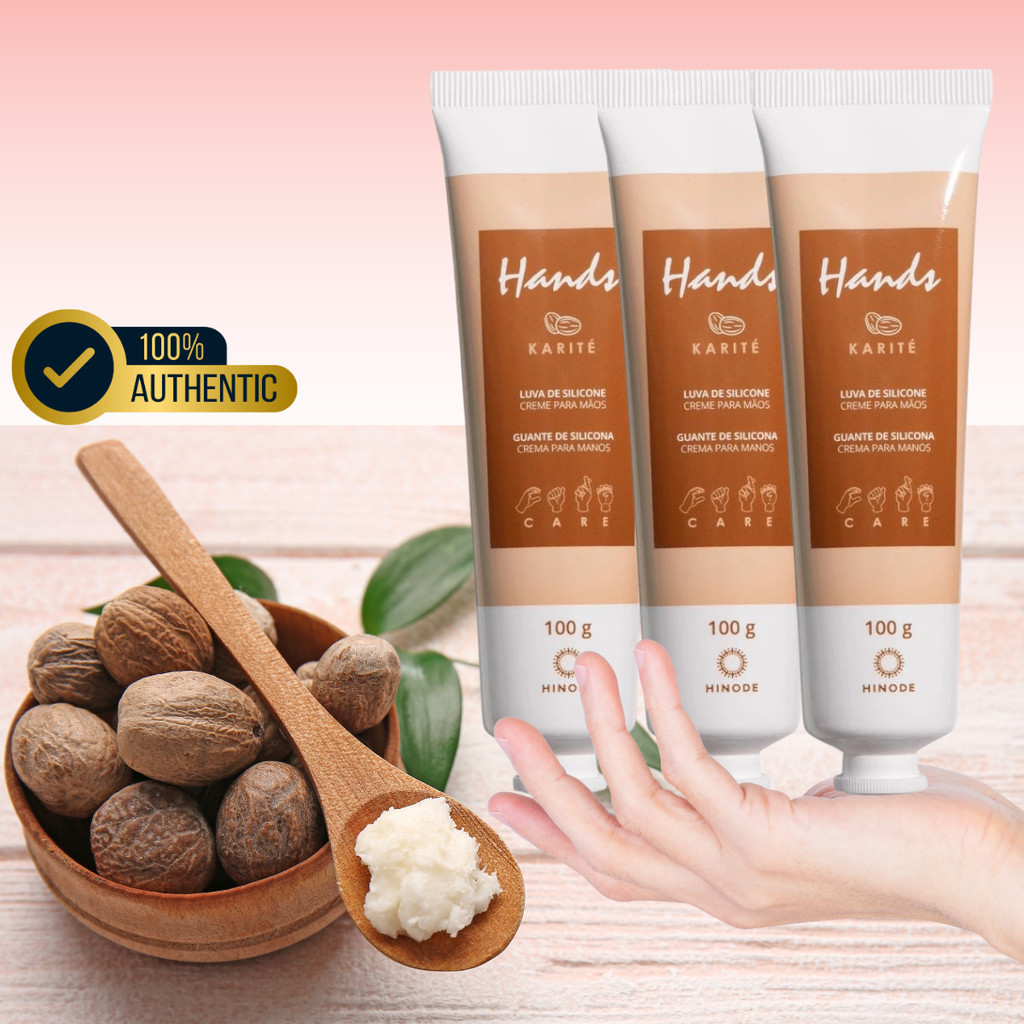 Kit 3 Creme Luva De Silicone Karité Creme Para As Mãos Hands 100g