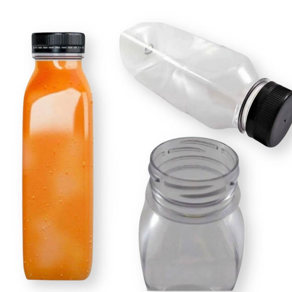 10 und Garrafa Plástica Descartável Pet 300ml Transparente com Tampa Preta