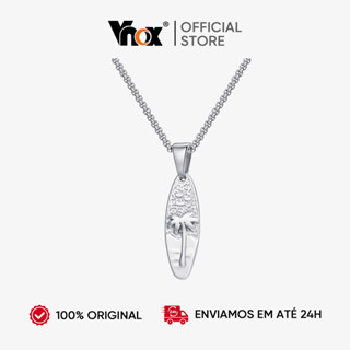 Colar Com Pingente De Palma De Coco Em Aço Inoxidável Vnox , Joia Oval Estilo Havaiano Para Férias Cor Prateada em Oferta na Shopee