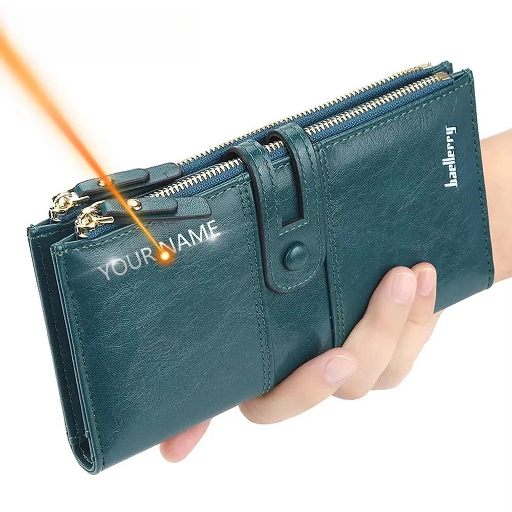 Gravar Nome Carteiras Femininas Moda Longo Couro Multifuncional Titular Do Cartão Bolsa Moeda Zíper Carteira Presente Pe em Oferta na Shopee