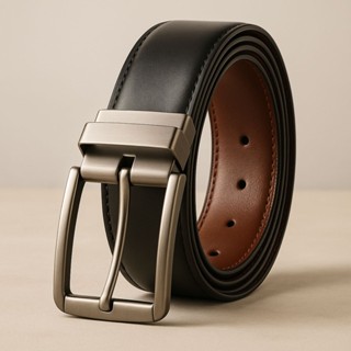 Cinto Masculino Dupla Face em Couro Legítimo com Fivela Giratória Reversível Social Casual Confortável em Oferta na Shopee