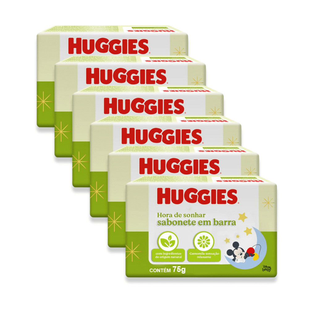 Kit 6 - Sabonete em Barra Huggies Camomila 75g em Oferta na Shopee