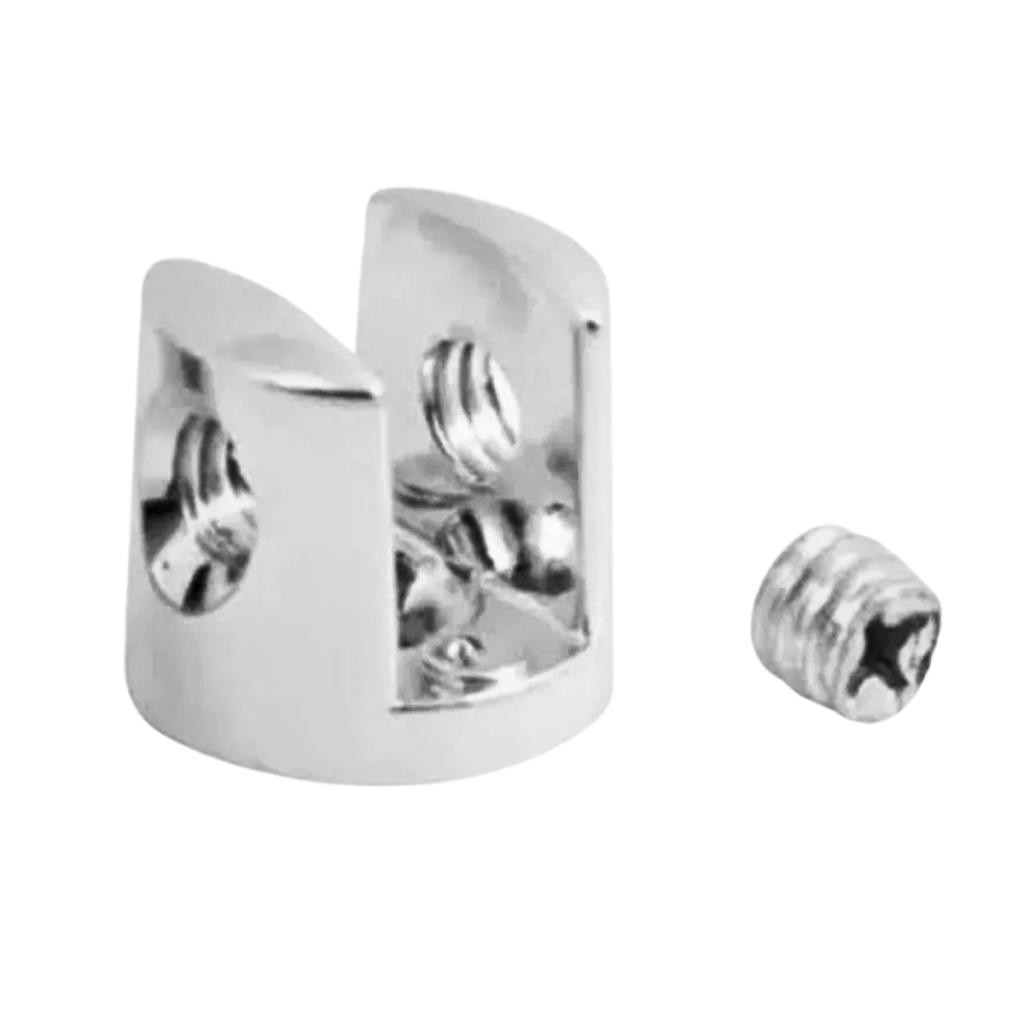 Conjunto de 20 Suportes em Metal Cromados para Prateleiras de Vidro Fenda 6mm com 2 Furos
