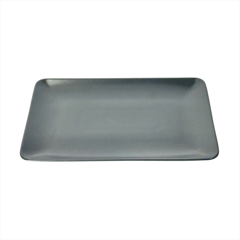 Travessa Retangular Rasa Orgânico Chumbo 30X20cm Cerâmica Sofisticada Média Buffet Bar Restaurante