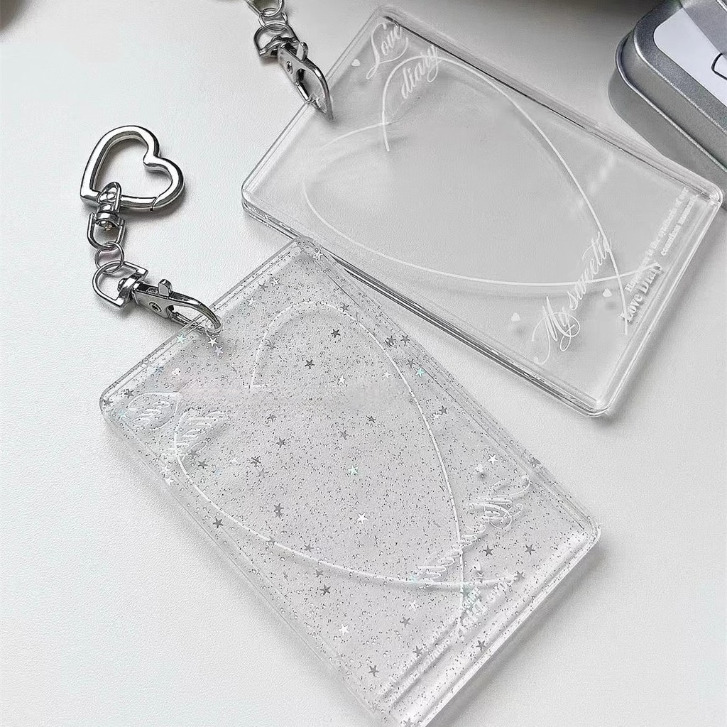 3 Polegada Transparente Foto Titular Do Cartão ID Crachá Mangas Protetoras Claro Capa Photocards Chaveiro