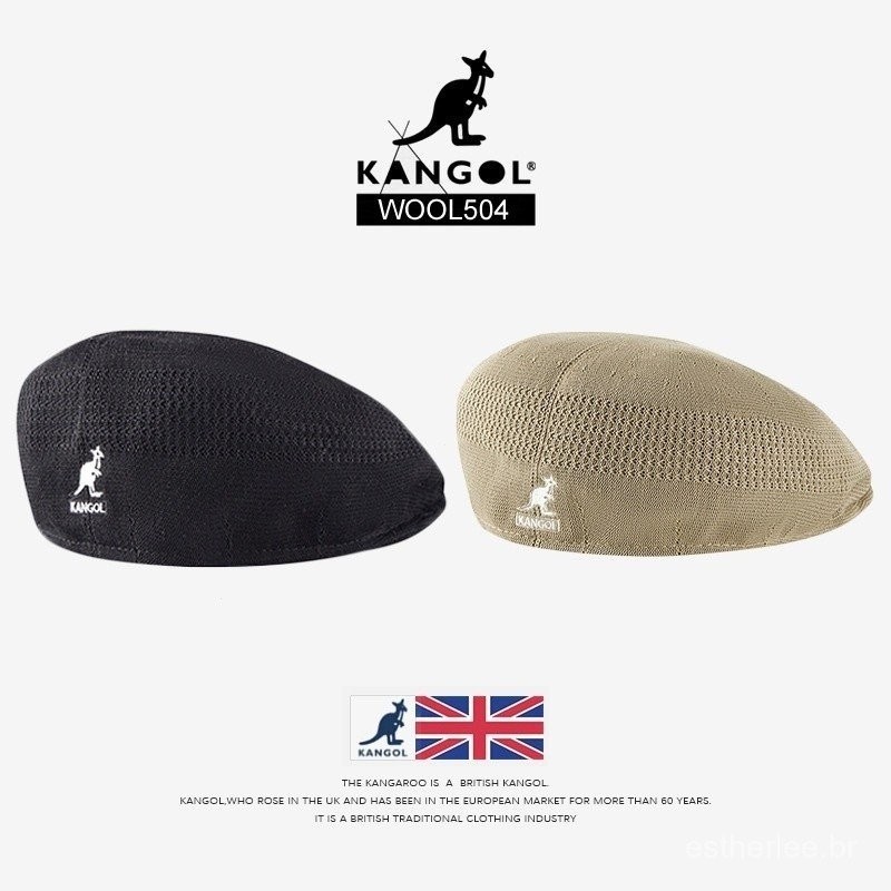Kangol Chapéu Canguru Boina Britânico Feminino Estrela Retro Mesmo Verão Fino Malha Pintor Cap Moda Masculina em Oferta na Shopee