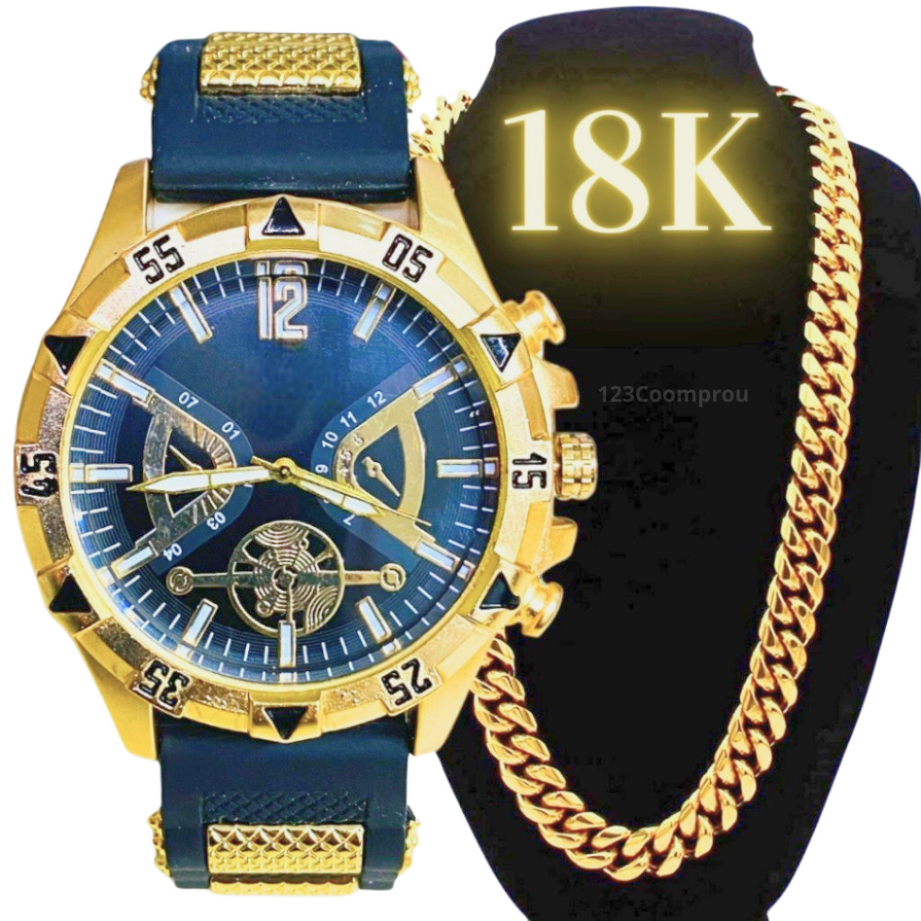 Kit Relógio Masculino Pulseira De Silicone + Corrente Minimalista em Oferta na Shopee