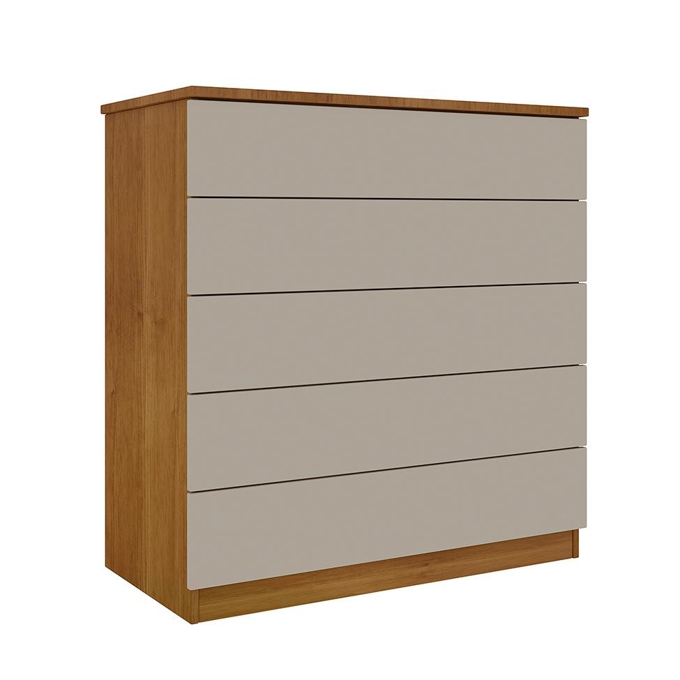 Cômoda Premium 5 GV Cinamomo e Off White - Home & Living