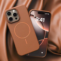 Capa De Couro Bloqueada De Cor Magnética De Círculo Fino Avançado Para IPhone 16 15 14 13 12 11 Pro Max PLUS Macia Anti-
