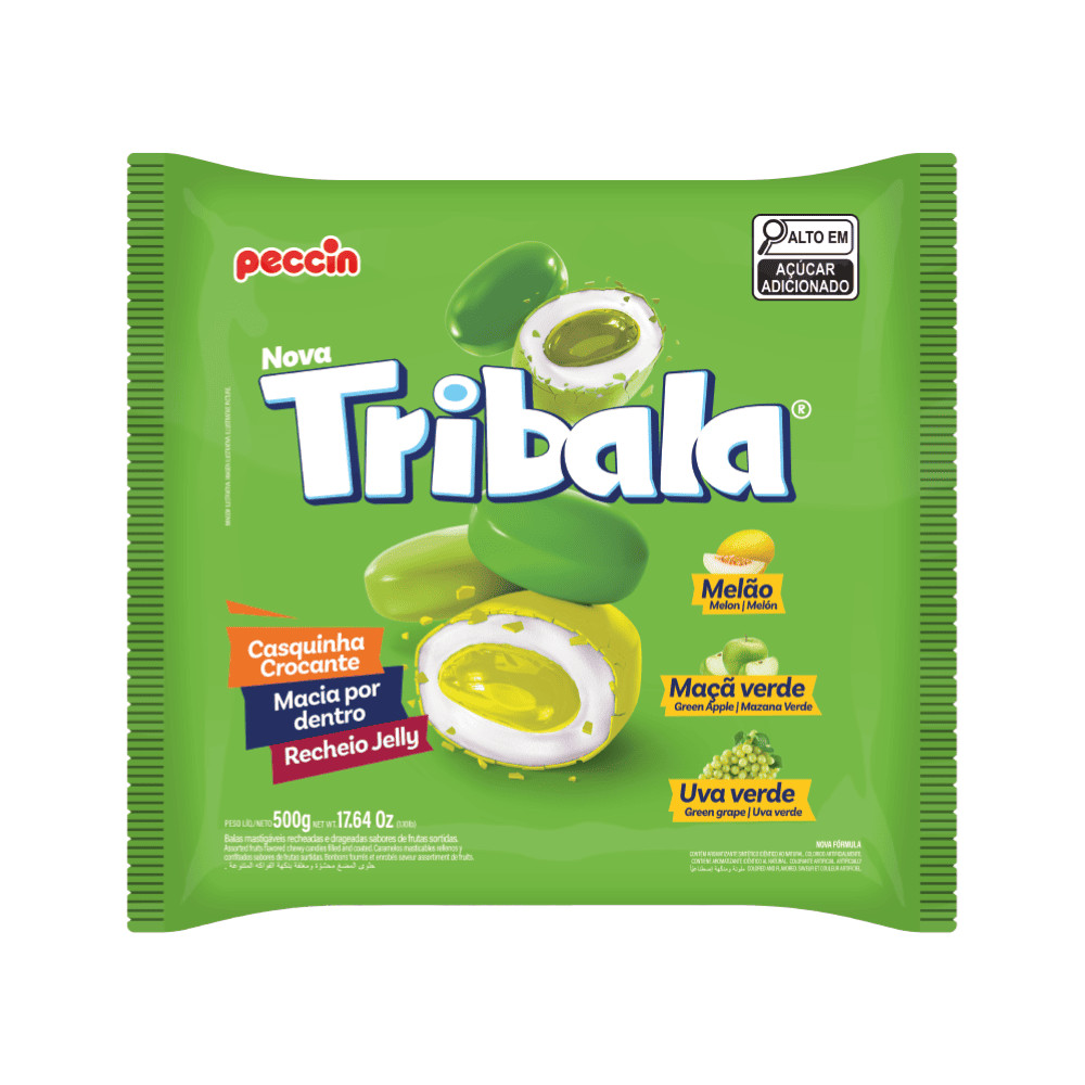 Bala Mastigavel Tribala Peccin  Sortida Verde - 500 gr