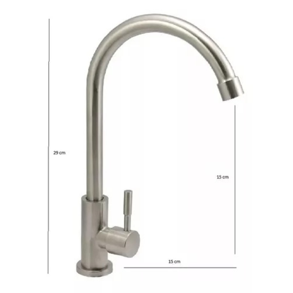 Torneira Aço Inox Escovado Mesa Bica Móvel 1/4 — imagem 2 de 2