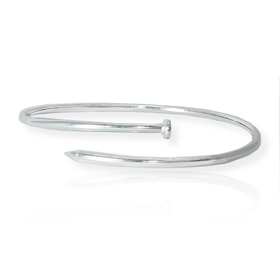 Bracelete Pulseira Feminino Prata Original Rigido Prego / Prego / 18