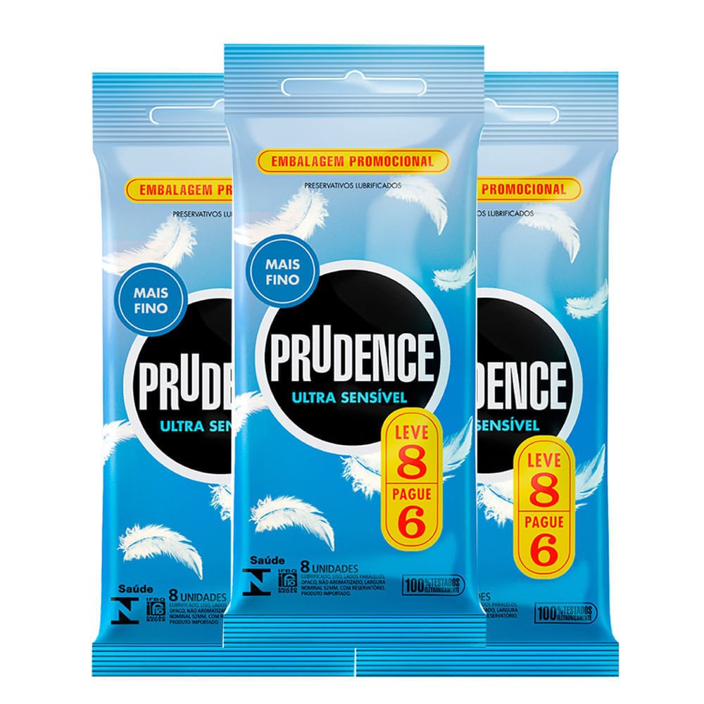 Kit 3 Preservativo Prudence Ultra Sensível Leve 8 Pague 6 - Health