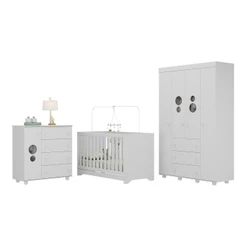 Quarto Infantil Completo com Berço 3 em 1 para Colchão 130x60cm Multimóveis MP4383