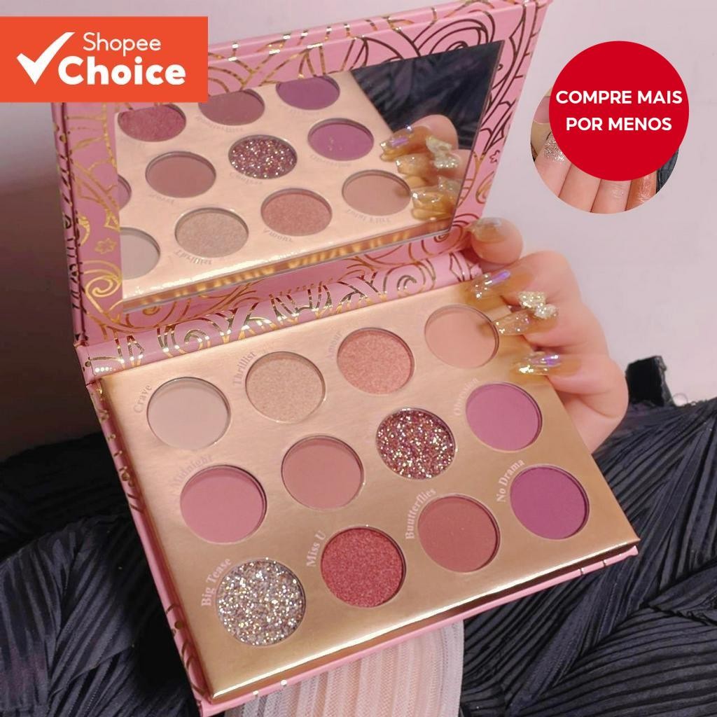 Paleta de Maquiagem Rose Color Eyeshadow Paleta de Maquiagem Highlight 12 Cores