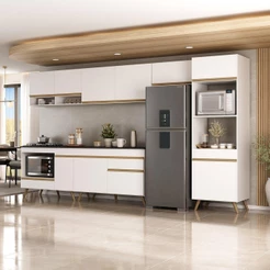 Cozinha Modulada Completa 357cm 6 Pçs com Balcão para Cooktop Veneza Multimóveis MP2272