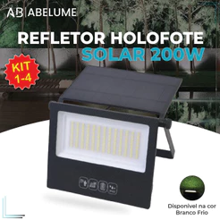 Refletor Solar Led 200w Placa Solar Luz Fria Prova Dágua Ajustável Dobrável c/ Controle Remoto