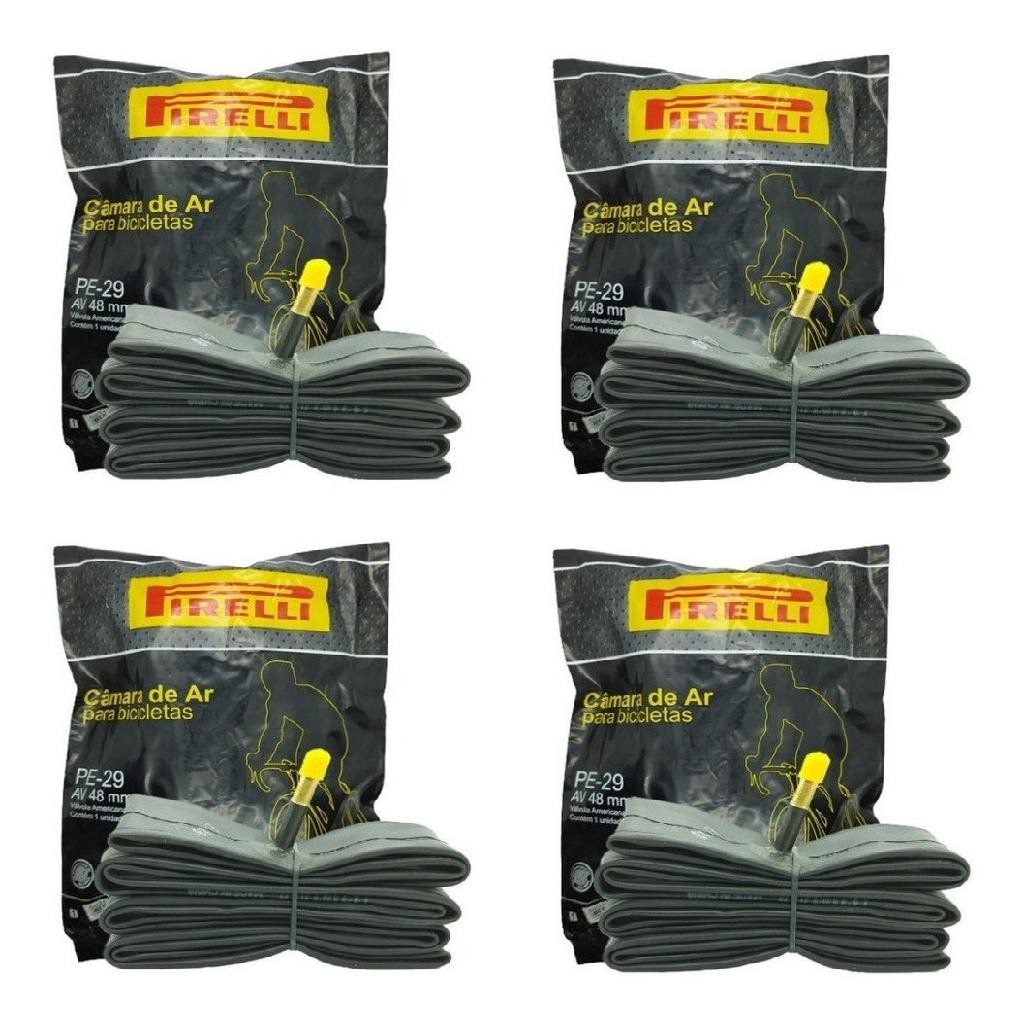 Câmaras Ar Bico 48mm Grosso Kit 4 Bicicleta Aro 29 Pirelli