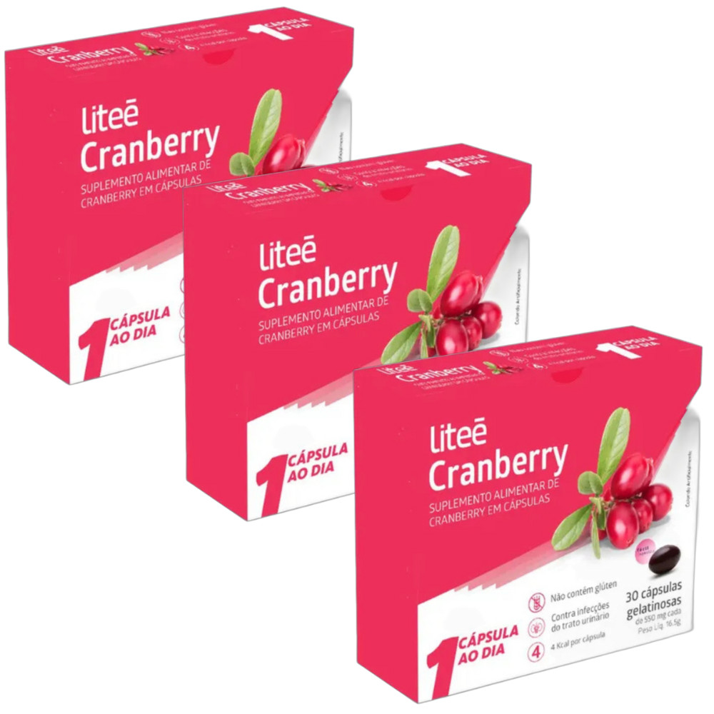 kit com 3 Suplemento Alimentar Litee Cranberry 30 caps