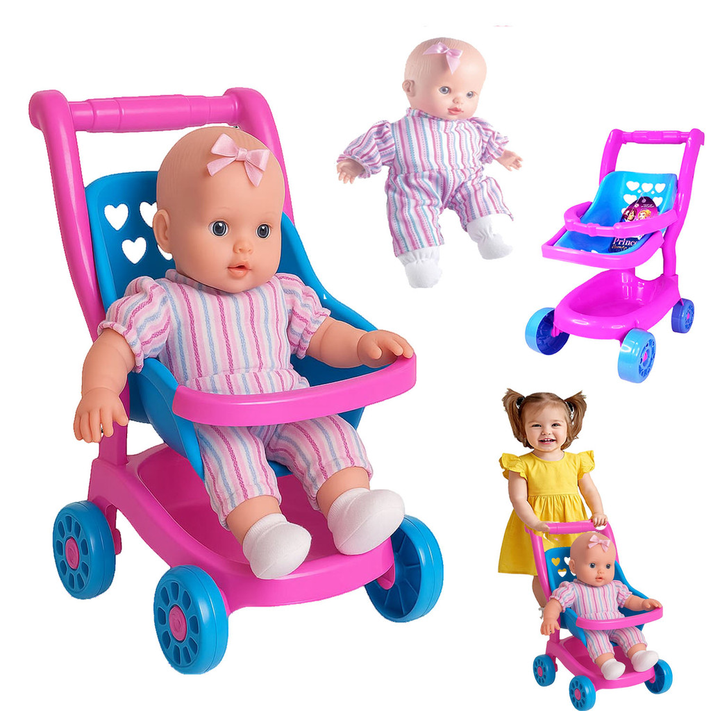 Kit Carrinho boneca + Super Soft Bebe Conforto Super Macia