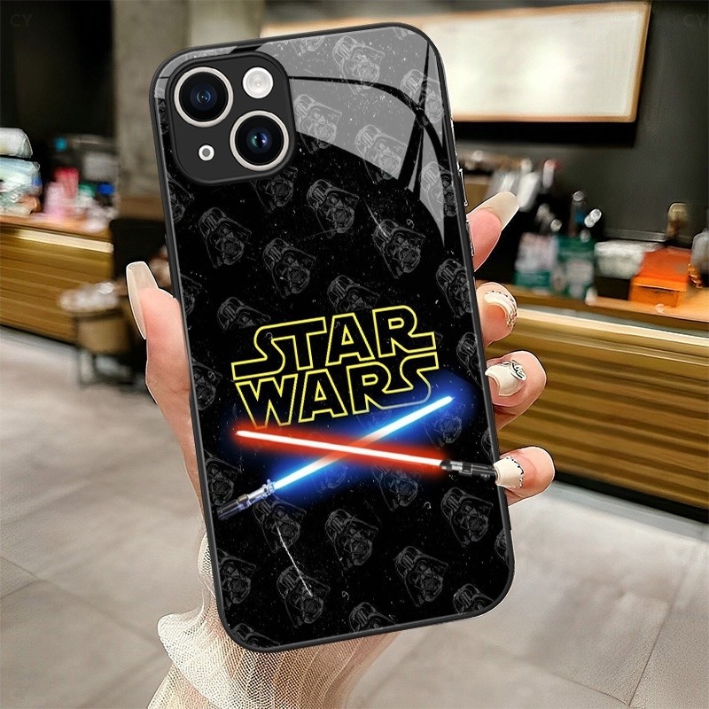 Darth Vader Star Wars 4 design Capa De Telefone De Vidro Temperado Para iphone XR XS Max 11 12 13 14 15 16e 16 Pro Luxo