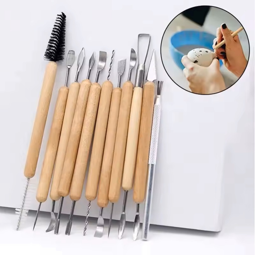 Kit 11 Estecas Para Cerâmica Fria Escultura Modelagem Ferramentas Argila Artesanato Biscui...